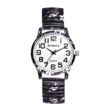 Damenuhr „Bohemia Flower“ mit Stretcharmband – Großes Zifferblatt, große Ziffern, elastisches Armband, Quarzwerk