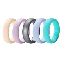 Paquete de 5 anillos de boda de silicona para mujer, 5,4 mm, con ranuras de ventilación transpirables, compatibles con la talla 11, regalo de San