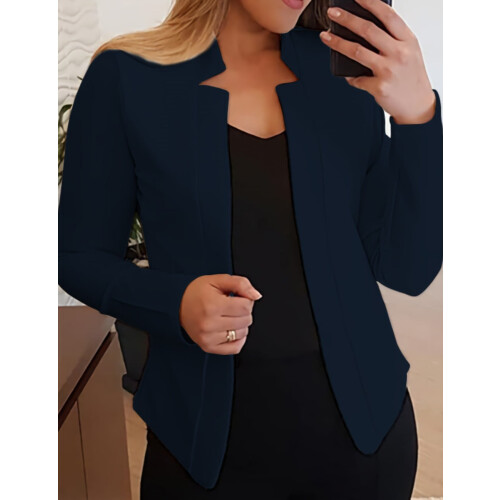 Plus Size Women's Open Front Long Sleeve Blazer, Casual Solid Color Office Suit Jacket, S-5XL