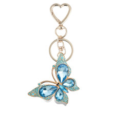 Sleutelhangertje met bedeltje voor vrouwen, schattig hartvormig sleutelhangertje met diamanten vlinderhanger, leuk accessoire voor tas en portemonnee