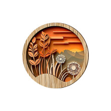 2D Wooden Ornament Wall Decoration for Festival Party and Home Decor Layered Design with Nature Themed Artwork