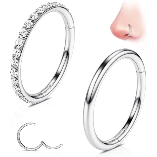 G23 Titanium Nose Hoops 16G-20G 6-10mm 2pcs