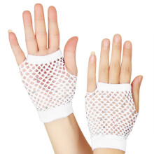 Women's White Satin Fingerless Gloves for Tea Party, Wedding – One Size, Compatible with Formal Wear