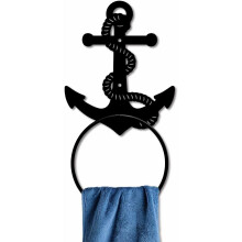 Vintage nautische metalen handdoekring met anker en touw, wandhanddoekhouder voor badkamer/huisdecoratie – compatibel met standaard haken
