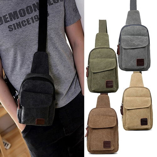 Ανδρική τσάντα ώμου Messenger από καμβά, casual, cross body, καφέ