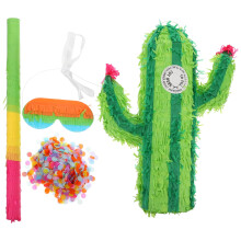 Multi Color Cactus Pinata for Birthday Paper Reusable Fun Interactive Play 14.2 in
