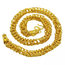 Collana da uomo elegante con due teste di drago placcate in oro giallo 24 carati, catena spessa 10 mm 24" - predefinita