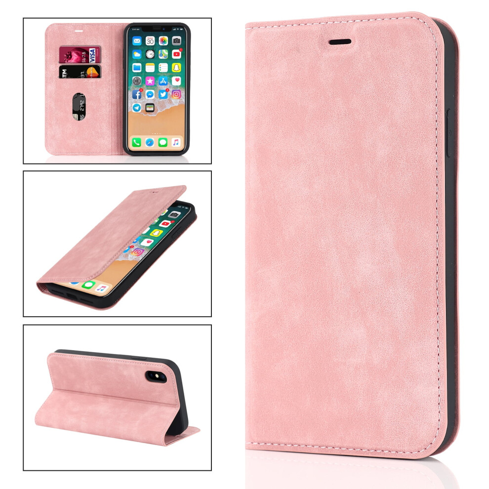 Shockproof Wallet Case For Iphone Xs Max 6.5", Rfid Blocking, Magnetic Folio With Kickstand, Pink 9479868101029