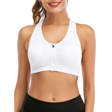 LELINTA Women's Seamless Solid Sports Bra Racerback Padded Stretch Fitness Tops Workout Zipper Yoga Bras