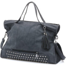 Punk-Motorrad-Stil, nietenbesetzte Damenhandtasche aus PU-Leder, Henkeltasche, große Tragetasche, Umhängetasche