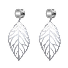 2 Pcs Ear Plug Tunnel Tassel Dangle Ear Gauges Leaf Water Drop Ear Expander Stretchers Jewelry