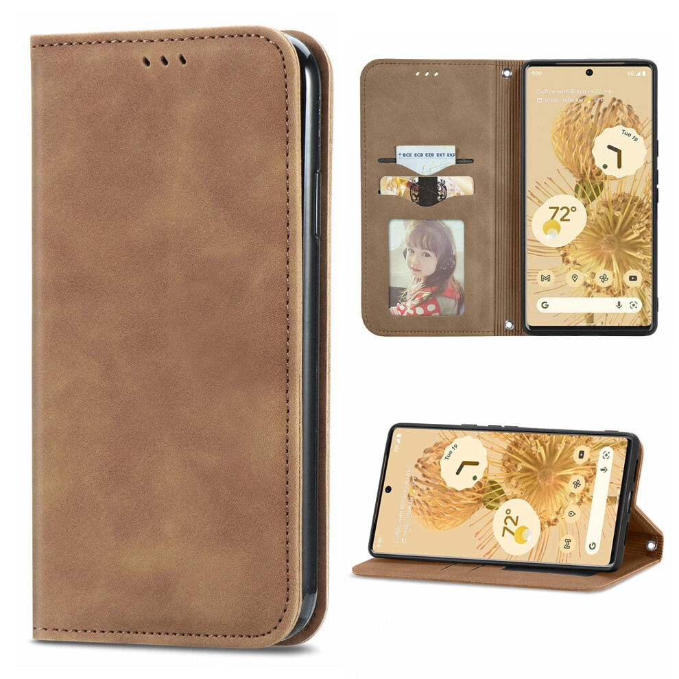 Premium Pu Leather Flip Wallet Case For Iphone 13: Tpu Bumper, Card Holder, Kickstand, Magnetic Closure Â Brown 9479868103696