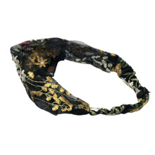 Diadema bordada con estampado floral, hilo de red suave al tacto, accesorio para el cabello de mujer.