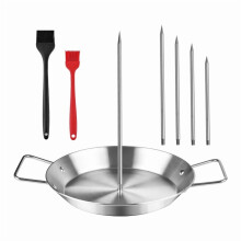 Pystysuora varras grilliin ja uuniin - Ruostumattomasta teräksestä valmistettu Al Pastor -varras gyrospannulla, 5 säädettävää piikkiä (6-14