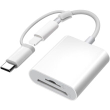 Čítačka SD kariet kompatibilná s iPhone a iPad, adaptér s dvojitým konektorom pre SD/MicroSD, prehliadač vysokorýchlostných kamier, funkcia