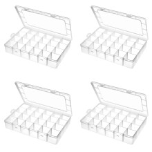 4X Große Organizer-Box Aus Kunststoff mit 24 Fächern und Verstellbaren Trennwänden, Transparente Aufbewahrungsbox für Schmuck, Kunsthandwerk,