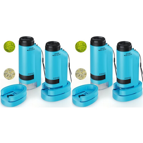 4pcs Portable Microscope for Kids  60x-180x,Handheld  Microscope Toy,STEM&Science Toys,LED Pocket Microscope