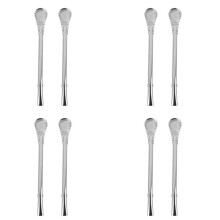 Set of 8 Pcs - Stainless Steel Yerba Mate Tea Bombilla Gourd Drinking Straw Filtered