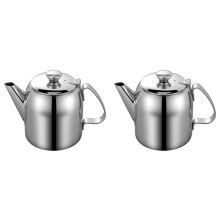 2X Stainless Steel Teapot 20 Oz Spill-Proof Metal Teapot with Short Straight Spout Cold Water Jug Coffee Kettle
