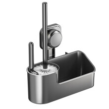 Juego de Portaescobillas para Baño, Sin Taladros, con Diseño Angular para Montaje en Pared y Ranuras de Ventilación. Base para Baño.