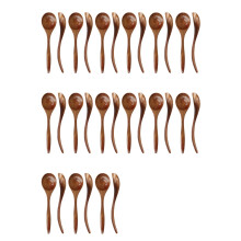 Wooden Spoons for Eating, 30 Pieces Natural Wood Eating Spoon, 7 Inch Eco-Friendly Handmade Teaspoon for Dinner