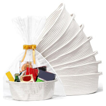 8er-Pack Kleiner Geflochtener Korb mit Geschenktüten und Bändern, Leere Dekorative Geschenkbox, Süßer Baby-Geschenkkorb Fürs Kinderzimmer