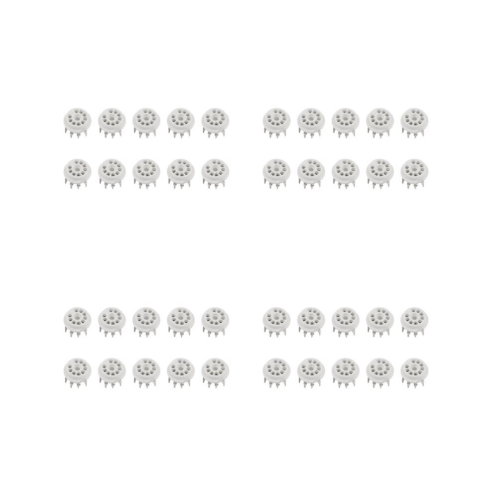 40Pcs Pcb 9Pin Ceramic B9a Vacuum Tube Socket Audio Hifi Diy Amps For 12Ax7 12Au7 12At7 Ecc81 Ecc82 Ecc83 Silver-Plated 6031076924321