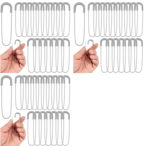 Épingles de Sûreté Extra Larges et Robustes, 7,6 cm, 60 Pièces, Sans Spirale, pour Couture, Épingles de Sûreté Géantes, Argentées