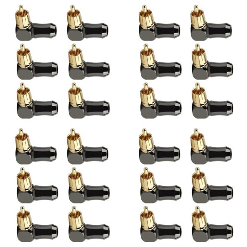 Conector RCA de 24 Uds, Conector de Audio Macho, Codo de Ángulo Recto de 90 Grados, Conector de Terminal de Altavoz para Soldar Cable de Vídeo