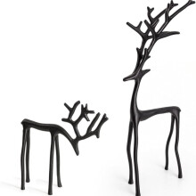 Modern Reindeer Statue Reusable Metal Deer Sculpture Christmas Tabletop Ornaments for Living Room Bedroom Decoration