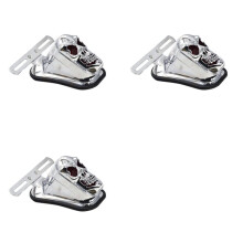 3X Motorcycle Brake Light Tail Light Skull Light Warning Signal Light for Prince Silver