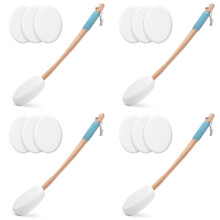 Applicateur de Lotion pour le Dos, les Pieds, 16 Coussinets Remplaçables, 4 Manche Long, Applicateur de Lotion pour le Dos pour les Seniors, les