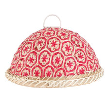 Handgevlochten Rotan Fruitbord, Broodmand, Rond Deksel, Insectenwerend Eettafelkleed, Fruitrestjes, Rijstkleed, Rood