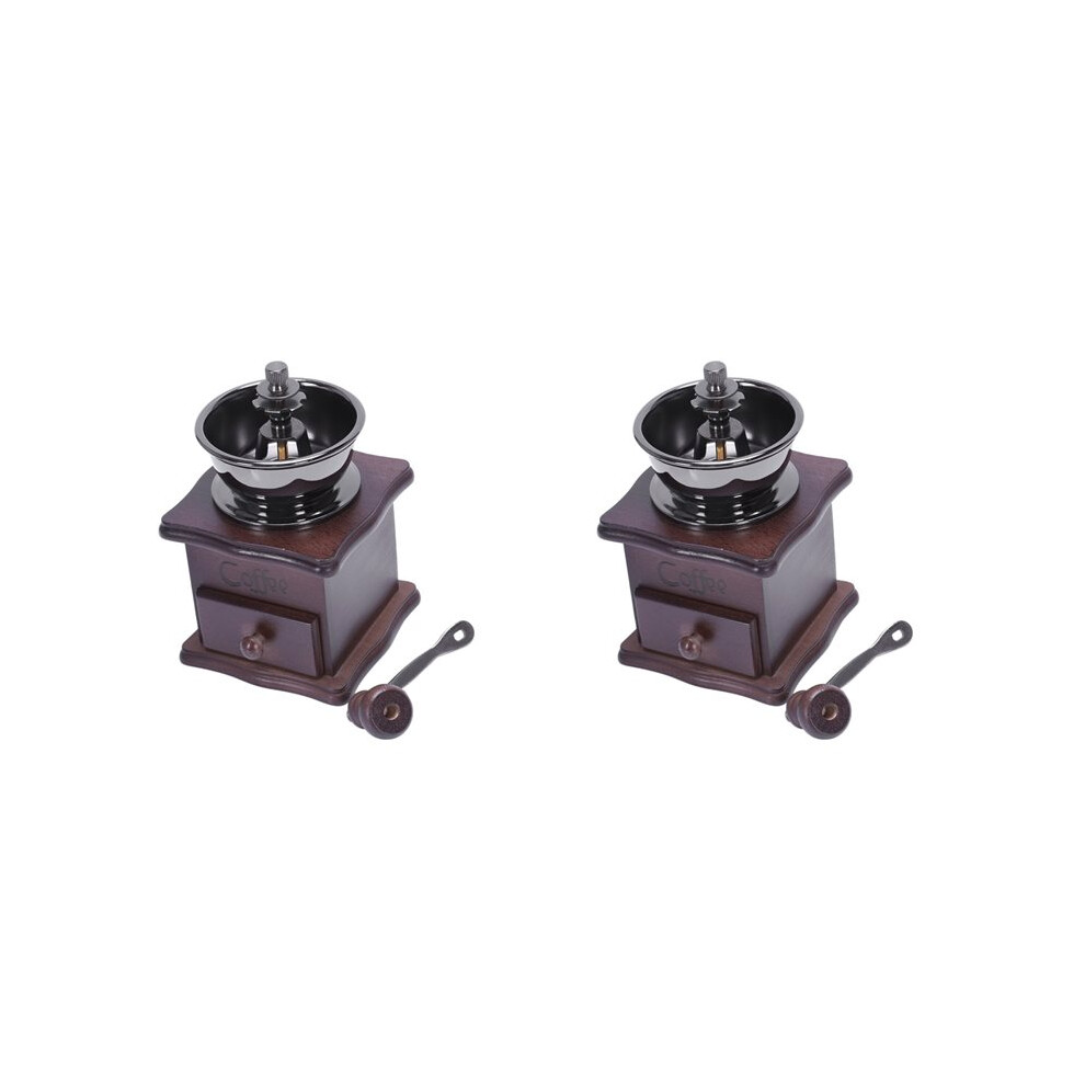 Semoic Dark/Brown 2X Manual Coffee Grinder, Hand Coffee Beans Grinding Machine, Hand Coffee Burr Mill,Manual Bean Grinder