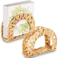 2 Pack Rattan Napkin Holder for Table, Woven Water Hyacinth Napkin Holders for Restaurant Kitchen Dining Table Decor