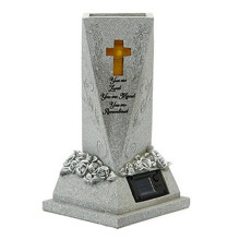 Cemetery Grave Flower Vase Solar LED Hand Painted Statue Flower Pot Decorative Statue Vase for Garden Lawn Cemetery