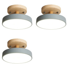 3X Ceiling Lights Modern LED Nordic Wood Lighting Fixture Indoor Luminaire Kitchen Living Bedroom Bathroom -Gray