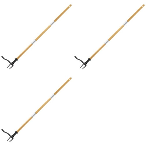 3 Set 46 Inch Weed Puller Tool with Long Handle, Bamboo Grip & 4 Claw Steel , 3-Section Design