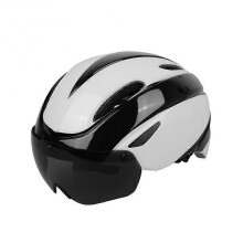 (Black white A)Electric Scooter Helmet with Visor Magnetic Goggles 58-61cm for Men Women