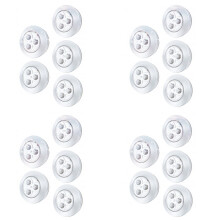 Paquete de 20 LED Lámpara de Prensa Nocturna Inalámbrica con Pilas y Batería Luces de Seguridad de Empuje Adhesivas para Pasillo Cocina Dormitorio