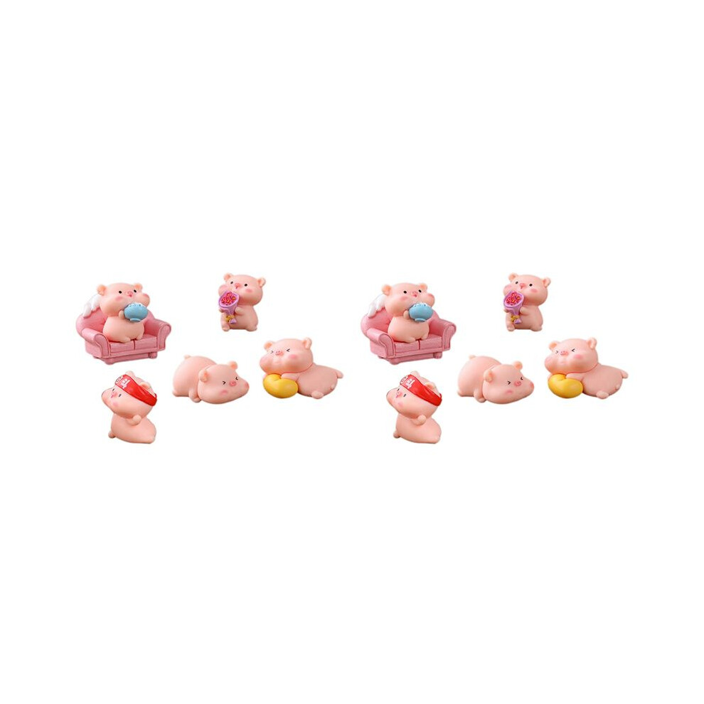 12 Pcs Miniature Pigs Figurines Cute Pig Family Toys Figures Diy Crafts For Fairy Garden Decoration 6032345751112