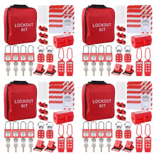 4X Kit de Verrouillage et D'Étiquetage, Kit de Verrouillage Électrique avec Verrouillage Disjoncteur, Moraillons Verrouillage, Étiquettes de