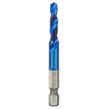 High Speed Steel Plated Blue 6.35mm Hex Shank Tap Drill Bit HSS Compound Tap (M6)
