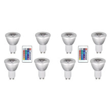 8 Lâmpadas GU10 e 1 Controle Remoto com Função de Memória 4 Modos de Iluminação Dinâmicos Holofote 17 Cores Holofote Alterável