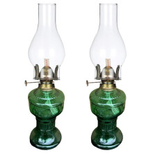 2X Rustikale Öllampe, Vintage-Glaskohlelampe, Öllampen für Den Innenbereich, Heimdekor-Beleuchtung, Öllaterne, Grün