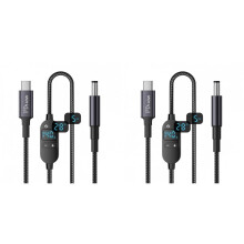 2X USB-C-auf--Buchse, 140-W-Netzkabel, Typ C, USB-C-Eingang auf 20 V, 15 V, 12 V, 9 V, 5 V , 5,5 X 2,5 mm Ausgangsleistung, Intelligente