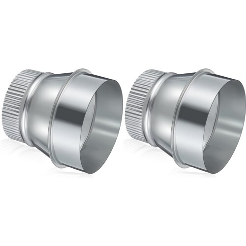 2X Adaptador de Duto de Ar de Aço Galvanizado, Redutor de Duto de 5 A 4 Polegadas, Conector de Tubo Redondo Frisado, Acoplamento de Encaixe