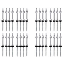 Hanger Bolts, M10 X 200 mm, Pre-Assembled, V2A, Height-Adjustable, for Photovoltaic Solar Mounting Roofs, 32 Pack