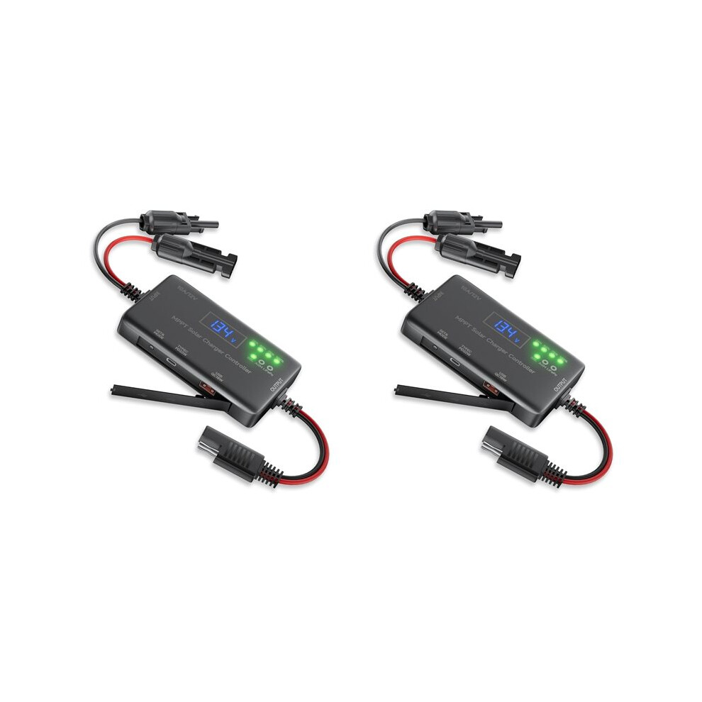 2X Mppt Solar Charge Controller 12V 10A, Solar Panel Charge Controller With Type-C And Usb Output For Agm, Lifepo 6032755290928