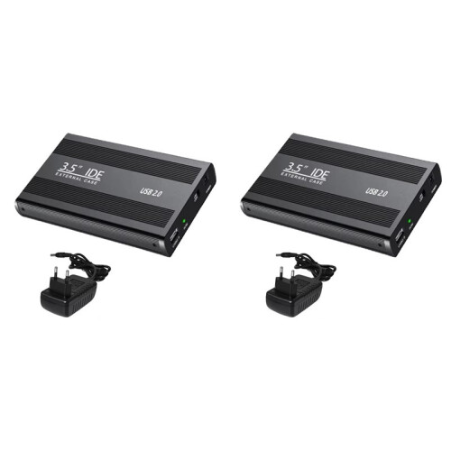 2X Gabinete IDE para Disco Rígido de 3,5 Polegadas IDE HDD SSD USB para IDE HD Caixa de Disco Rígido Externa com Fonte de Alimentação Plugue UE